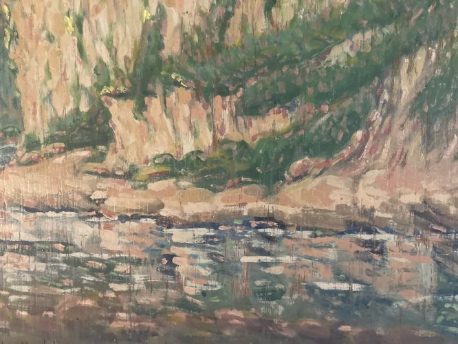 peinture huile panneau bois pointillisme Pointilliste Impressionniste Art