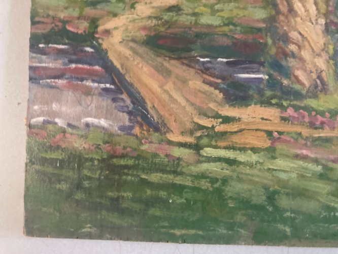 peinture huile panneau bois pointillisme Pointilliste Impressionniste Art