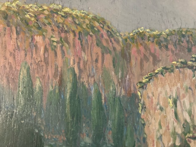 peinture huile panneau bois pointillisme Pointilliste Impressionniste Art