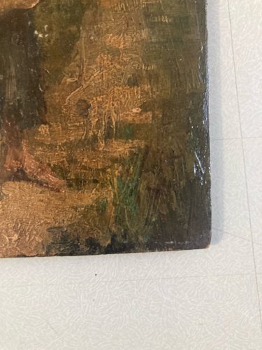 peinture huile panneau bois portrait impressionniste femme À La Gerbe De Blé Art