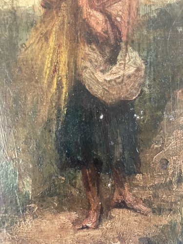 peinture huile panneau bois portrait impressionniste femme À La Gerbe De Blé Art