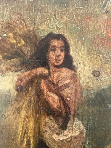 peinture huile panneau bois portrait impressionniste femme À La Gerbe De Blé Art