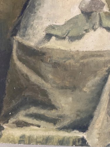 Peinture Huile Panneau Œuf Coquetier Coque Surréaliste Surréalisme 1950 Ancien