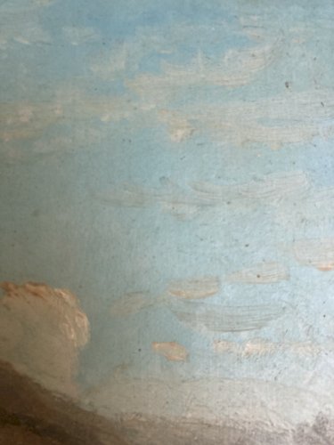 Peinture Huile Papier 1850 Art Mouton Chèvre Animal Animaux Ancien A Identifier