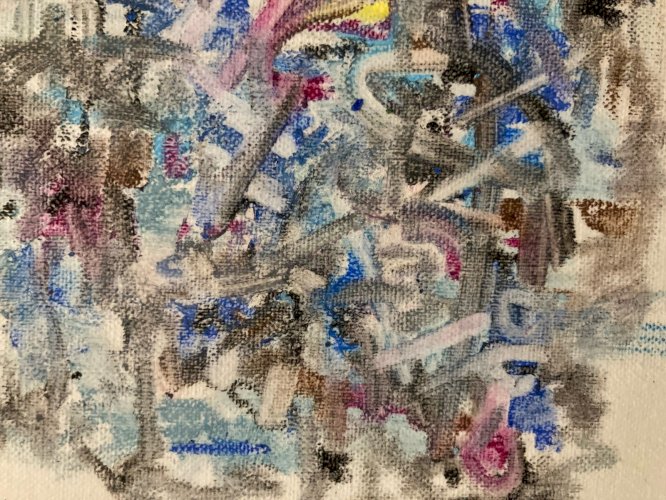 Peinture Huile Papier Abstrait Abstraction Lyrique 1980 Art Non Signé