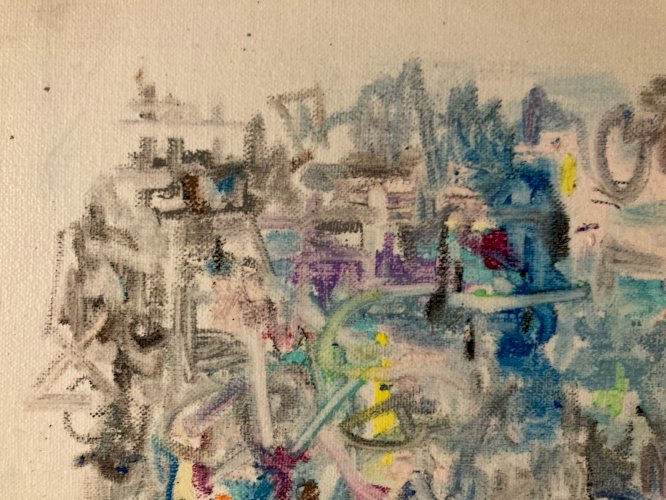 Peinture Huile Papier Abstrait Abstraction Lyrique 1980 Art Non Signé