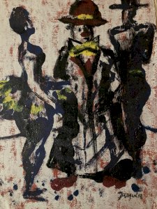 Peinture Huile Papier Art Expressionniste Cirque Clown Expressionnisme Art