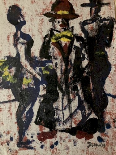 Peinture Huile Papier Art Expressionniste Cirque Clown Expressionnisme Art