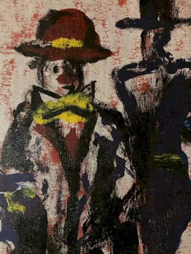 Peinture Huile Papier Art Expressionniste Cirque Clown Expressionnisme Art
