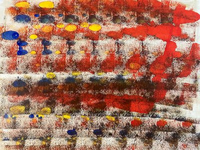 Peinture Huile Papier Expressionniste Abstrait Signé A Identifier Art