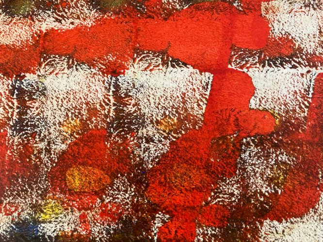 Peinture Huile Papier Expressionniste Abstrait Signé A Identifier Art