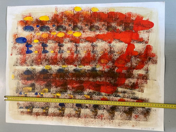 Peinture Huile Papier Expressionniste Abstrait Signé A Identifier Art