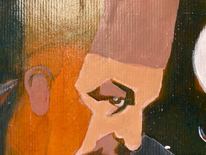 Peinture Huile Papier Hamid Karzai Afghanistan Cubiste Cubisme À Identifier Art