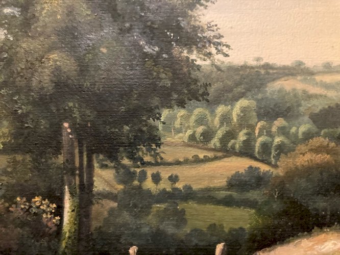 Peinture Huile Papier Paysage À Identifier XIXe Forêt Barbizon École Ancien Art