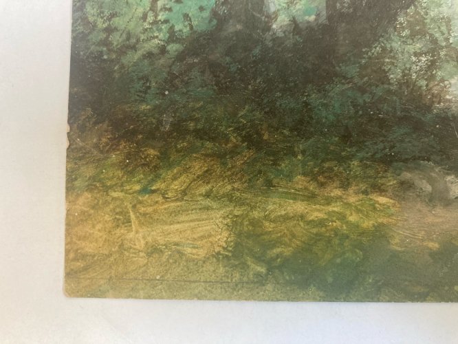 Peinture Huile Papier Paysage   À Identifier XIXe Forêt Barbizon École Ancien