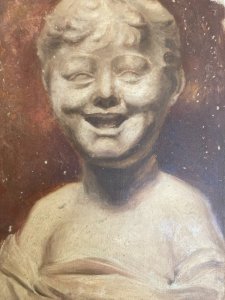 Peinture Huile Papier Portrait XIXe Enfant Buste Art 1880 A Identifier