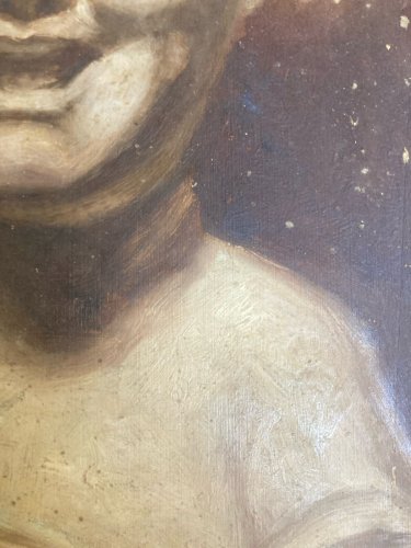 Peinture Huile Papier Portrait XIXe Enfant Buste Art 1880 A Identifier