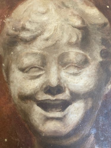 Peinture Huile Papier Portrait XIXe Enfant Buste Art 1880 A Identifier