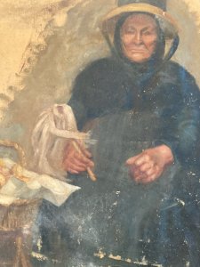 Oil Painting Paper Portrait 19th Century Woman Brittany Art 1850 Old