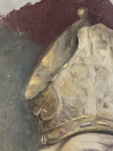 Peinture Huile Papier Portrait XIXe Pape Évêque 1880 A Identifier Buste