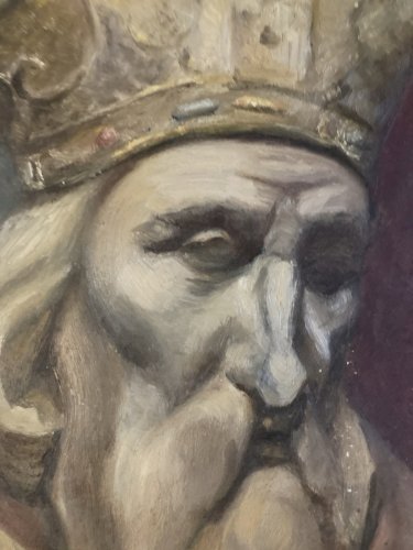 Peinture Huile Papier Portrait XIXe Pape Évêque 1880 A Identifier Buste