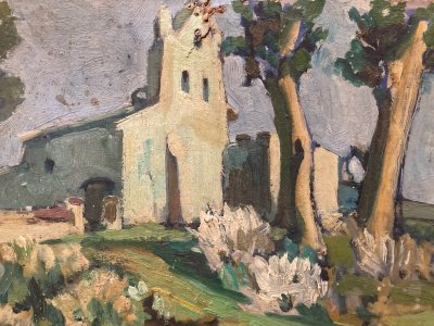 Peinture Huile Paysage Painting Carton Sud Ouest Toulouse Lauragais Ancien 1920