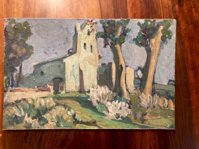 Peinture Huile Paysage Painting Carton Sud Ouest Toulouse Lauragais Ancien 1920