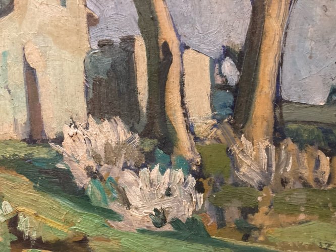 Peinture Huile Paysage Painting Carton Sud Ouest Toulouse Lauragais Ancien 1920