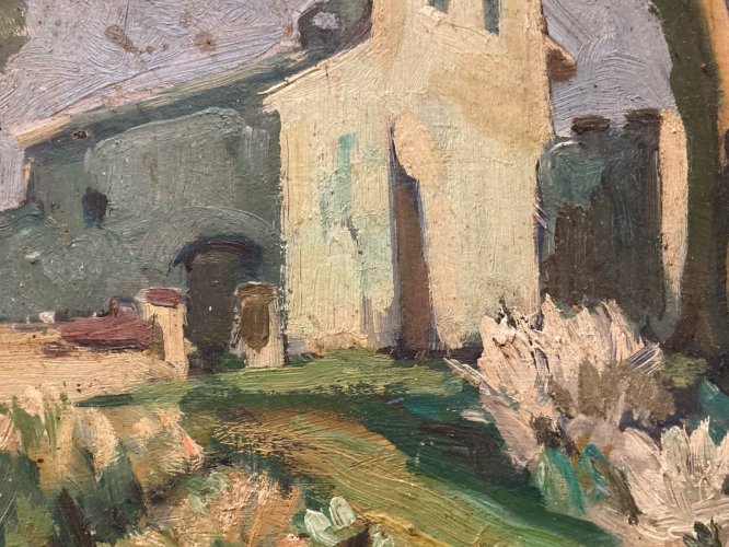 Peinture Huile Paysage Painting Carton Sud Ouest Toulouse Lauragais Ancien 1920