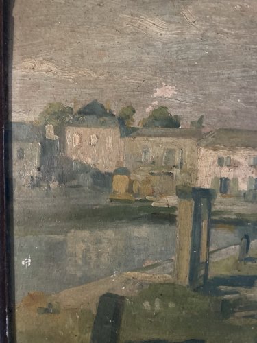 Peinture Huile Paysage Sur Carton Ville Toulouse? Ancien 1920 À Identifier