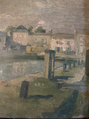 Peinture Huile Paysage Sur Carton Ville Toulouse? Ancien 1920 À Identifier
