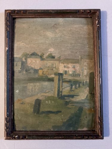 Peinture Huile Paysage Sur Carton Ville Toulouse? Ancien 1920 À Identifier