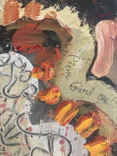 Peinture Huile Pierre GAREL 1986 Portrait Homme Expressionniste Expressionnisme
