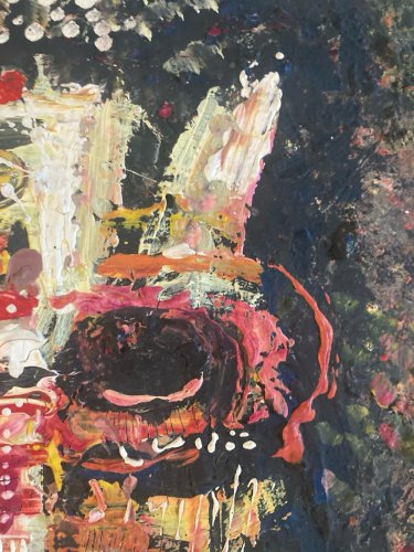 Peinture Huile Pierre GAREL 1986 Portrait Homme Expressionniste Expressionnisme