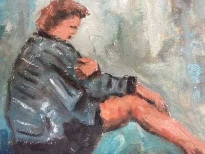 peinture Huile Portrait Femme Assis 1980 Art A Identifier Expressionnisme