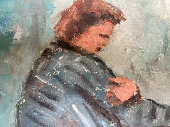 peinture Huile Portrait Femme Assis 1980 Art A Identifier Expressionnisme