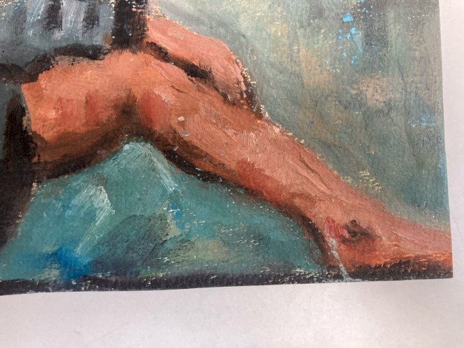 peinture Huile Portrait Femme Assis 1980 Art A Identifier Expressionnisme