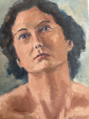 peinture Huile Portrait Femme Buste 1980 Art A Identifier Expressionnisme