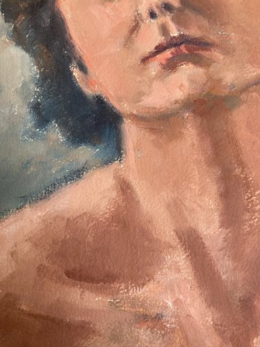 peinture Huile Portrait Femme Buste 1980 Art A Identifier Expressionnisme