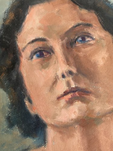 peinture Huile Portrait Femme Buste 1980 Art A Identifier Expressionnisme