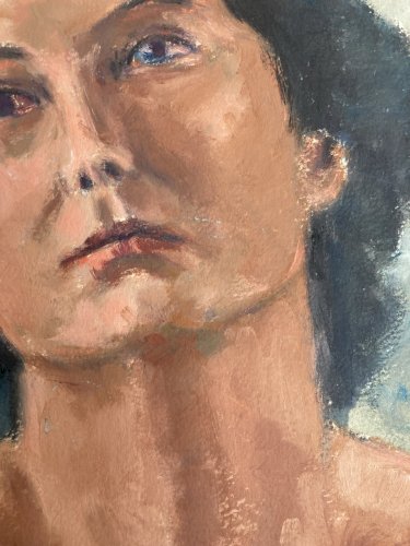 peinture Huile Portrait Femme Buste 1980 Art A Identifier Expressionnisme
