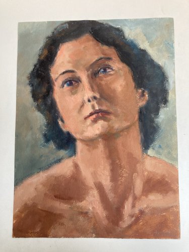 peinture Huile Portrait Femme Buste 1980 Art A Identifier Expressionnisme