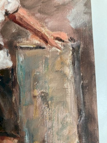 peinture Huile Portrait Femme Debout 1980 Art A Identifier Expressionnisme