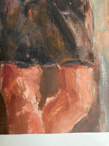 peinture Huile Portrait Femme Debout 1980 Art A Identifier Expressionnisme
