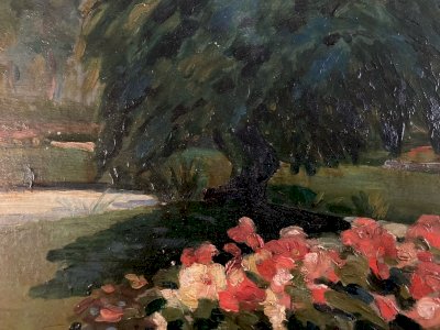 Oil Painting on Wood 1960 Flower Flowers Tree Garden Nature Landscape