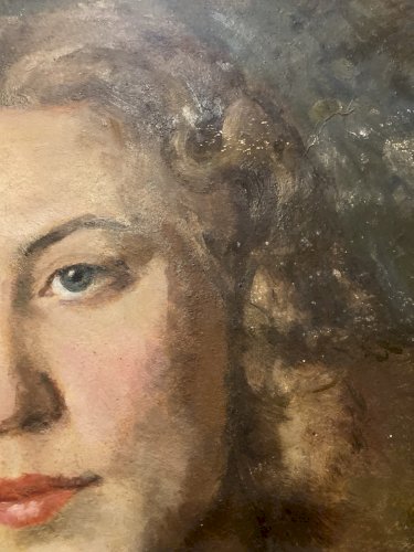 Peinture Huile Sur Carton 1900 Portrait Femme École Russe Jablonsky