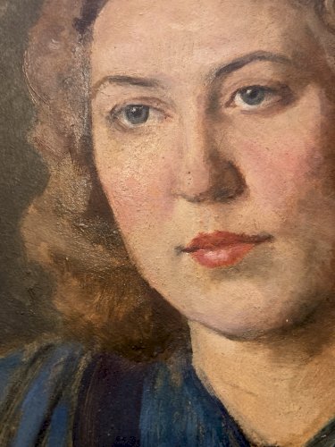 Peinture Huile Sur Carton 1900 Portrait Femme École Russe Jablonsky