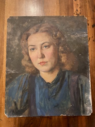 Peinture Huile Sur Carton 1900 Portrait Femme École Russe Jablonsky