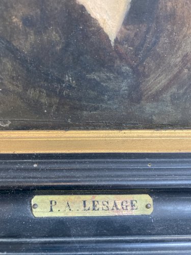 Peinture Huile Sur Carton 1903 Portrait Femme Pierre Alexis LESAGE Ancien