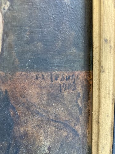 Peinture Huile Sur Carton 1903 Portrait Femme Pierre Alexis LESAGE Ancien